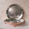 Persian Copper Serving Platter Hammered Footed