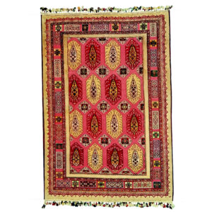 Bordered Geometric Sirjan Kilim Rug – Authentic Handwoven Persian Wool
