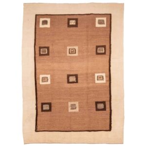 Brown Geometric Fars Kilim Rug – Authentic Handwoven Persian Cotton
