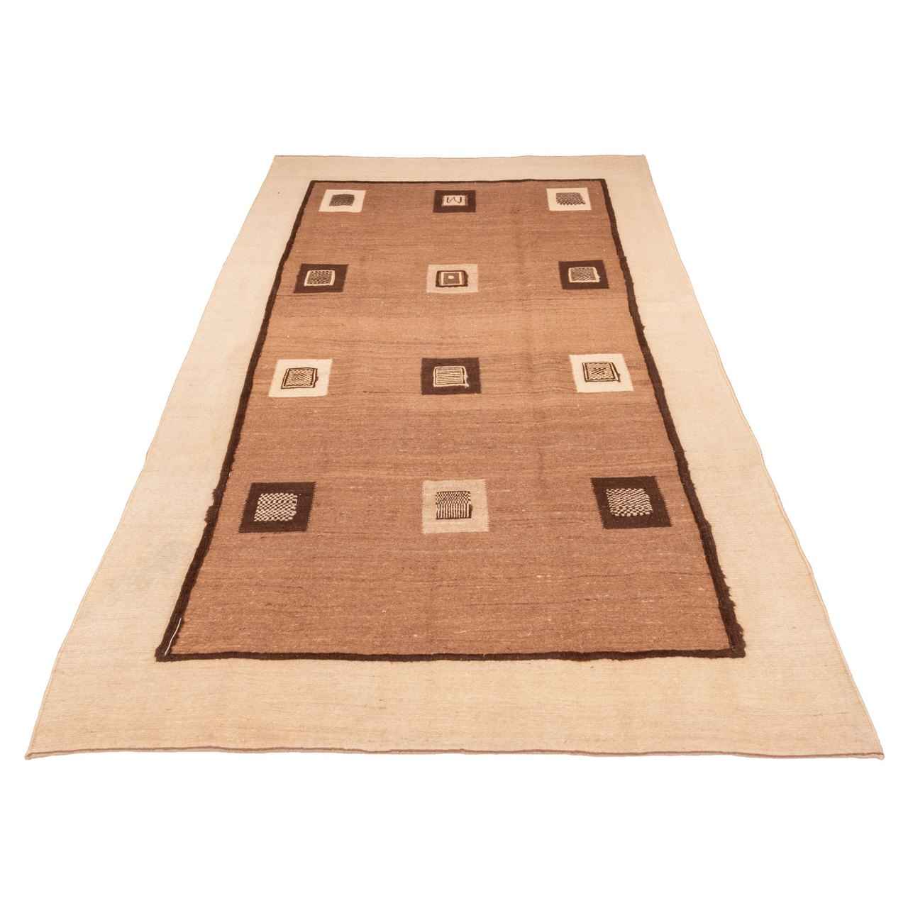 Brown Geometric Fars Kilim Rug – Authentic Handwoven Persian Cotton