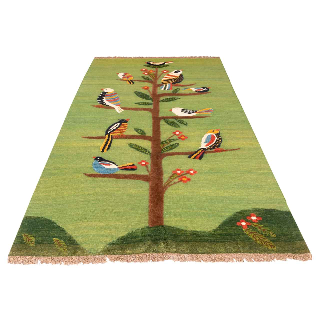 Bird Pattern Kilim Rug from Kerman – Authentic Handwoven Persian Wool