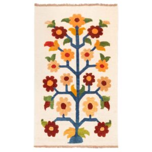 Kerman Floral Kilim Rug – Authentic Handwoven Persian Wool & Cotton