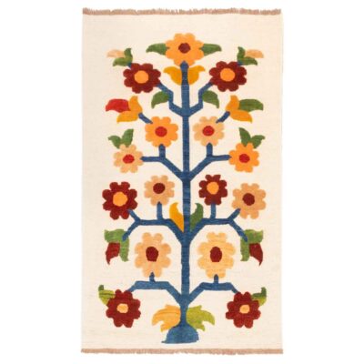 Kerman Floral Kilim Rug - Authentic Handwoven Persian Wool & Cotton
