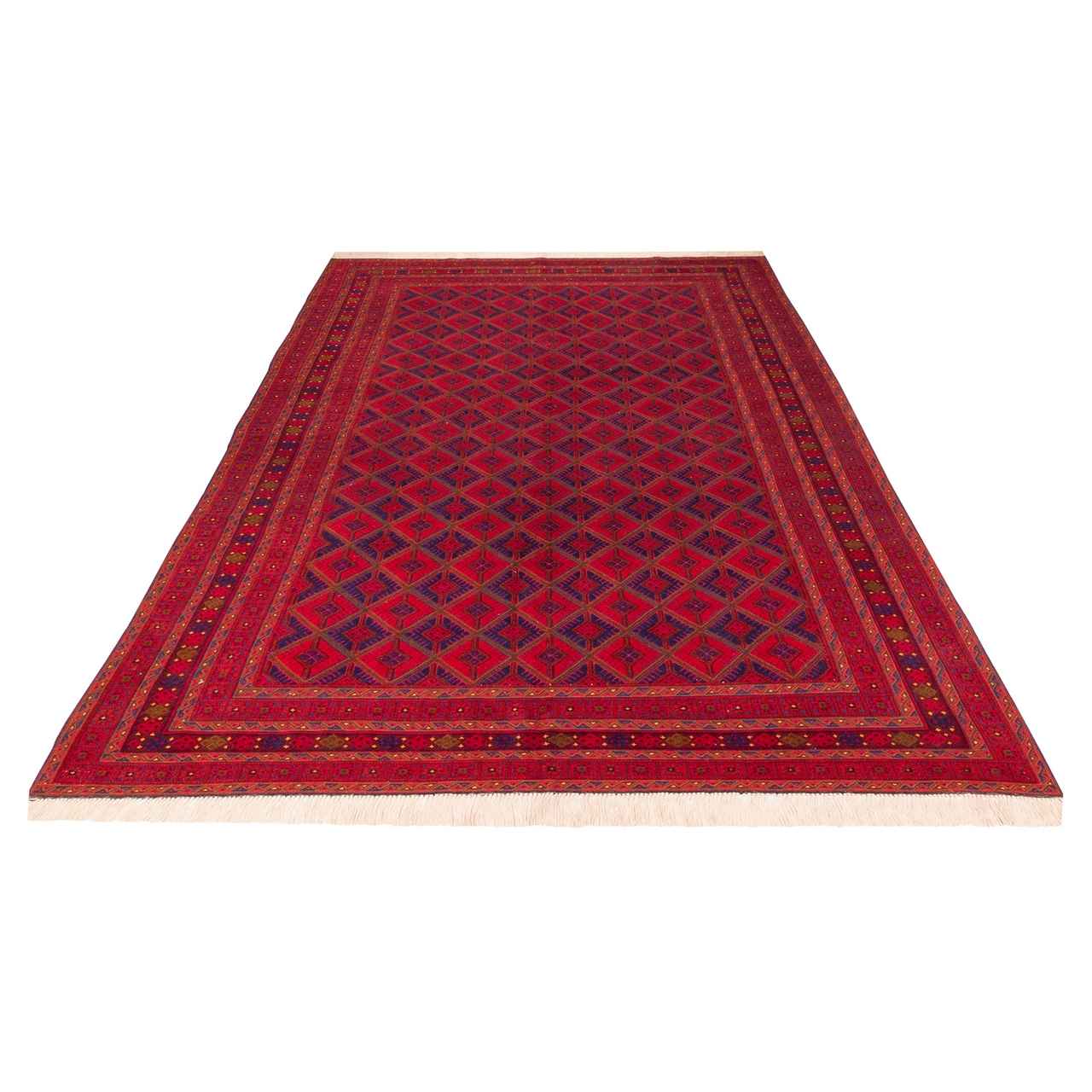 Red Geometric Khorasan Kilim Rug – Authentic Handwoven Persian Wool & Cotton