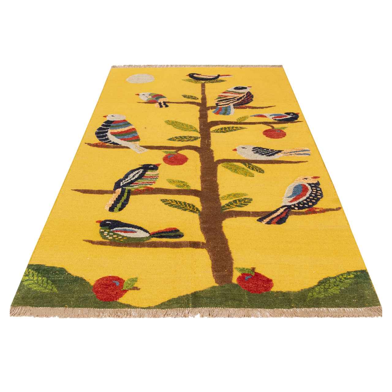 Kerman Bird Pattern Kilim Rug – Authentic Handwoven Persian Wool & Cotton