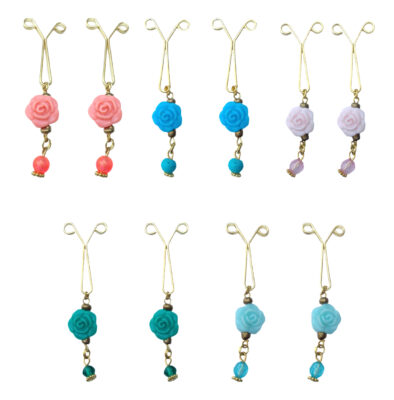 Decorative U-Shaped Hair Pins with Flower Pendants – Glamorous Metal Hair Accessories for Updos & Buns, Set of 10
