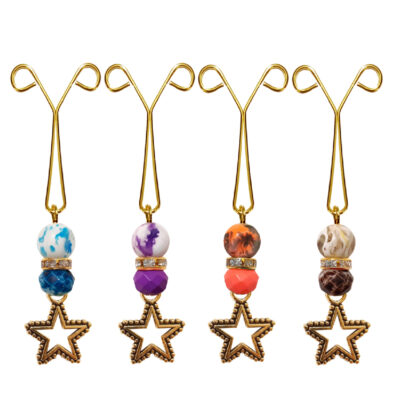 Decorative U-Shaped Hair Pins with Star Pendant – Glamorous Metal Hair Accessories for Elegant Hairstyles, Set of 4