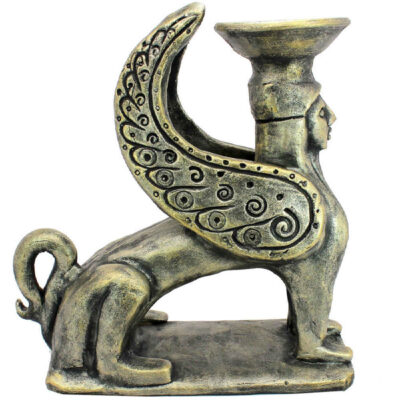 Handcrafted Pottery Incense Sculpture Figurative Sculptural Sphinx Design