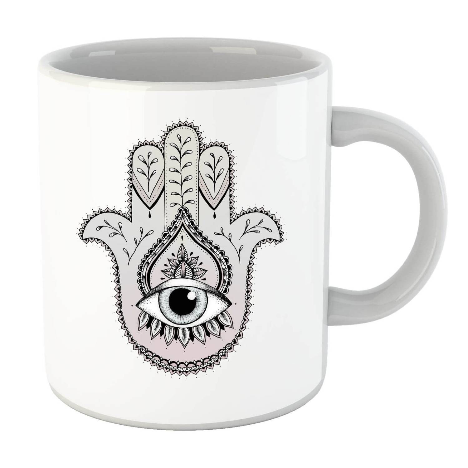 Islamic Ceramic Coffee Mug – Hamsa Hand of Fatima Pattern