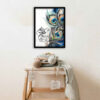 Islamic Canvas Art - Printed Wa In Yakad with Peacock Feather Pattern (Framed)