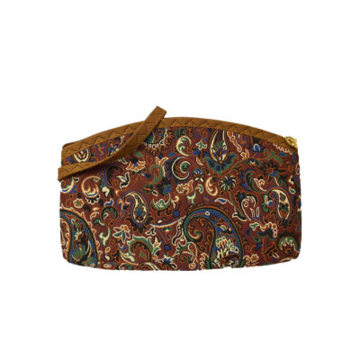 Persian Makeup Bag in Paisley Brown Termeh Fabric for Women