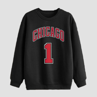Men's Black Cotton Crew Neck Sweatshirt with Chicago Logo for Casual and Streetwear Wear