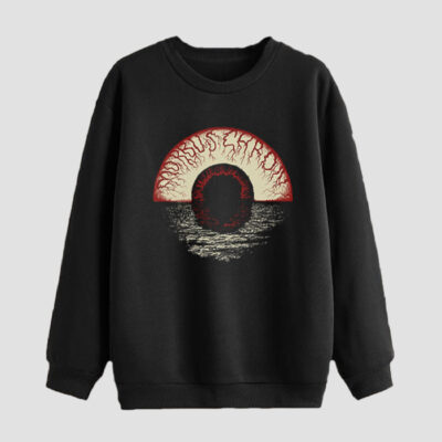 Men's Black Cotton Crew Neck Sweatshirt with Dark Eye Design for Casual and Streetwear Outfits