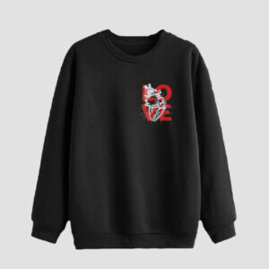 Men’s Crewneck Sweatshirt Cotton Black Love Design