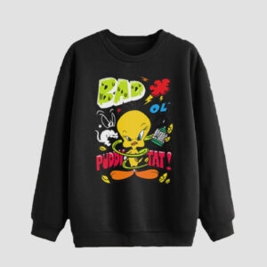Men’s Crewneck Sweatshirt Cotton Black Tweety Design