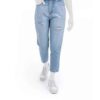Mom Jeans Elastic Waist with Ripped Design Fashion Style