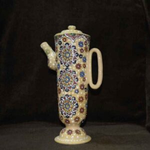 Decorative Pottery Teapot with Cream Minakari Enameling Design
