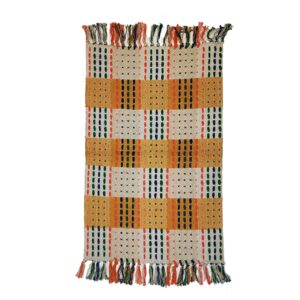 Persian Jajim Rug Flat-Woven Chessboard Yellow