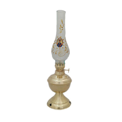 Persian Kerosene Oil Lamp with Shah Abbasi Design in Brass