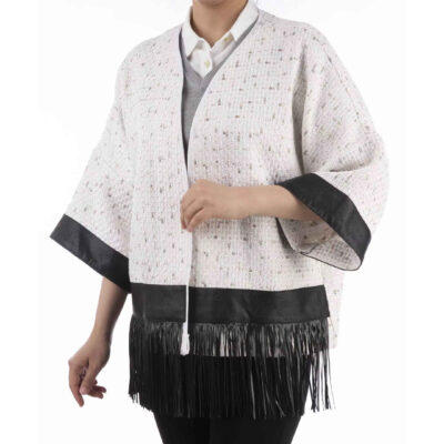 Stylish Persian Loose Fit Chenille Blazer Manto with Soft Textured Style