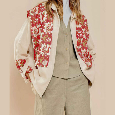 Stylish Persian Loose Fit Cotton Blazer Manto with Relaxed Casual Style