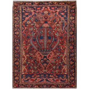 Vintage Persian Hand-Knotted Patchwork Carpet Heriz Red
