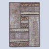 Vintage Persian Hand-Knotted Patchwork Carpet Geometric Brown