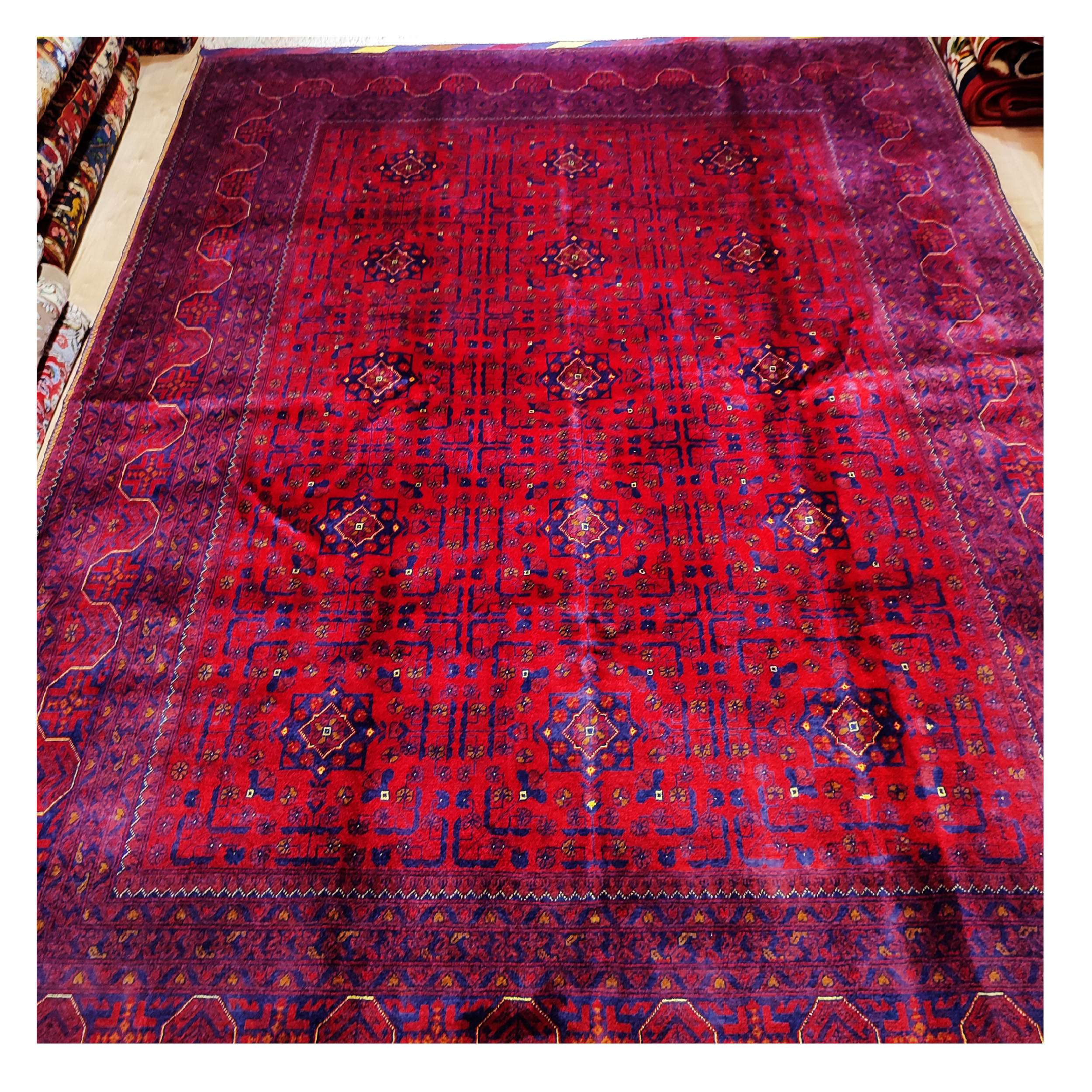 Hand-Knotted Persian Baluchistan Tribal Rug (Geometric Medallion) – Red Kork Wool