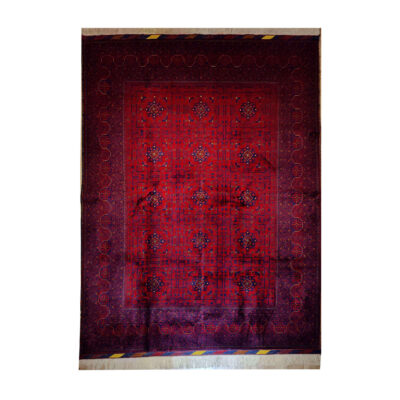 Hand-Knotted Persian Baluchistan Tribal Rug (Geometric Medallion) - Red Kork Wool