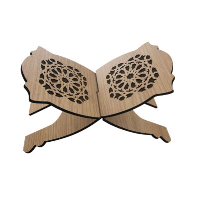 Foldable Wooden Quran Stand Rehal with Intricate Design – X-Shaped Book Stand
