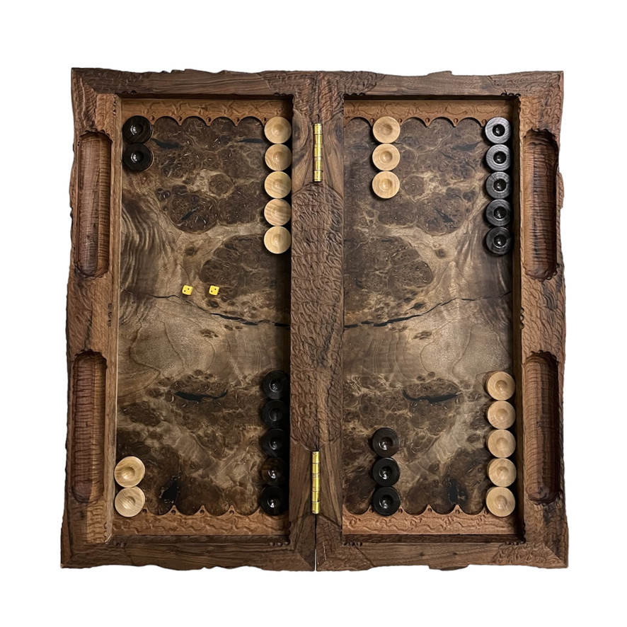 Handcrafted Solid Wood Rumi-Inspired Persian Backgammon Board
