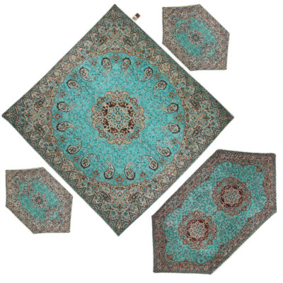 Set of 4 Termeh Tablecloth Luxurious with Persian Paisley Pattern Karmania