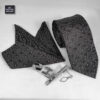 Men's Tie, Handkerchief & Cufflinks Neckwear Set - Luxurious Black
