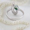 Persian Neyshabur Turquoise Silver Ring with Rhodium Plated for Women