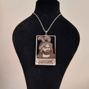 Islamic Necklace with Ya Abu Fadhl Al-Abbas Pattern Steel Medallion