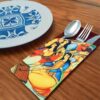 Velvet Cutlery Pouch with Floral Design - Ivory Classic Style