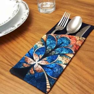 Velvet Cutlery Pouch with Floral Design – Stylish Table Setting