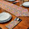 Velvet Cutlery Pouch - Intricate Floral Design for Stylish Settings