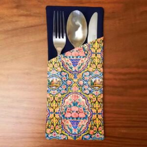Velvet Cutlery Pouch – Intricate Floral Design for Stylish Settings