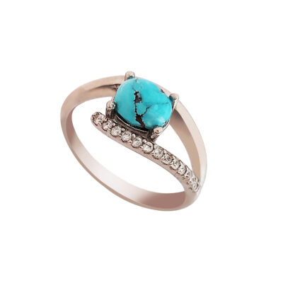 Neyshabur Turquoise Silver Gemstone Ring for Women – Bohemian Design
