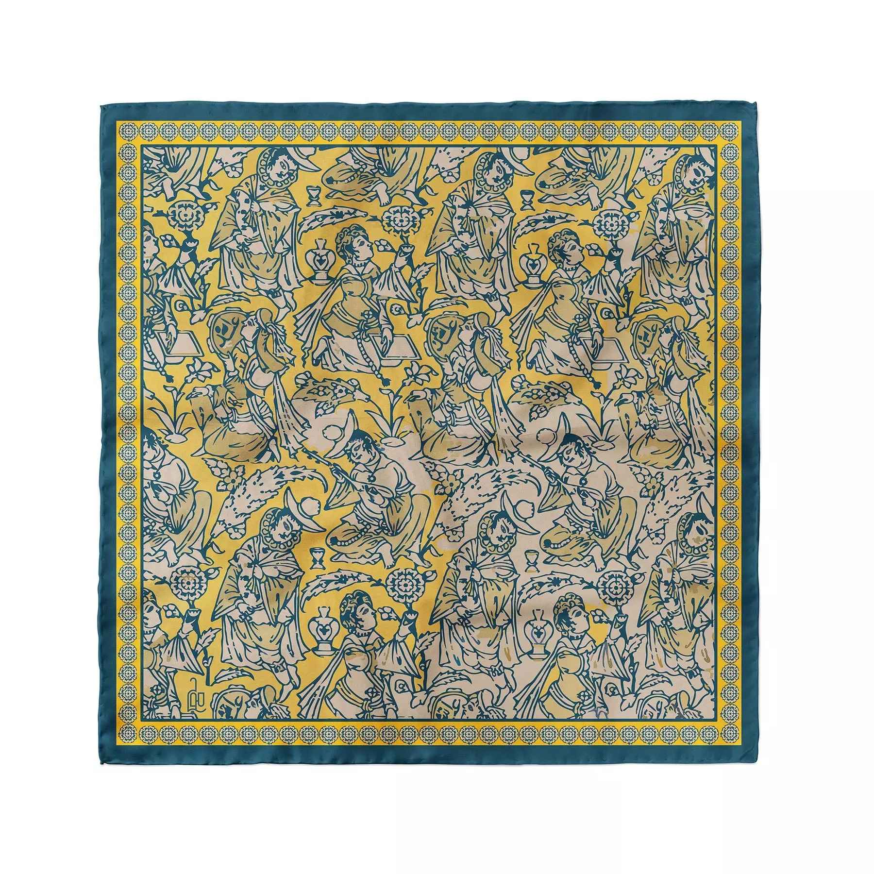 Mini Head Scarf for Women – Artistic Pictorial Print Ideal for Summer & Spring