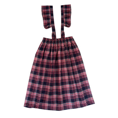 Women's Checkered Suspender Skirt with Straps