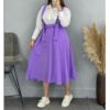 Women's Skirt with Suspenders in Microfiber Purple