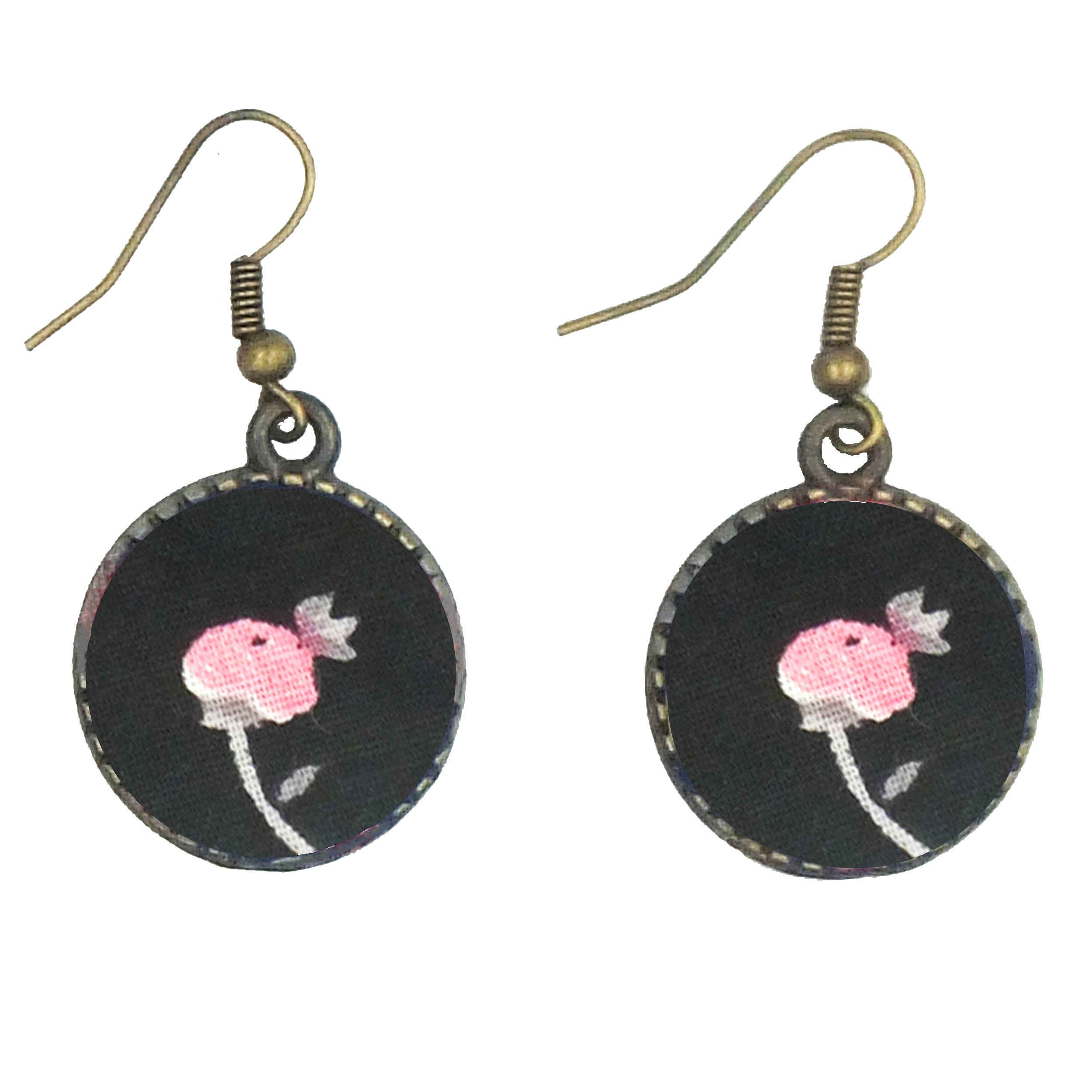 Women’s Twisted Cross Headband & Earrings Set Black with Flowers