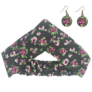 Women’s Twisted Cross Headband & Earrings Set Floral Polka Dot