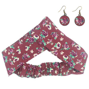 Women’s Twisted Cross Headband & Earrings Set Polka Dot Red