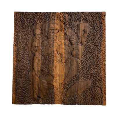 Handcrafted Solid Wood Persian Backgammon Board with Rostam Shahnameh Carving