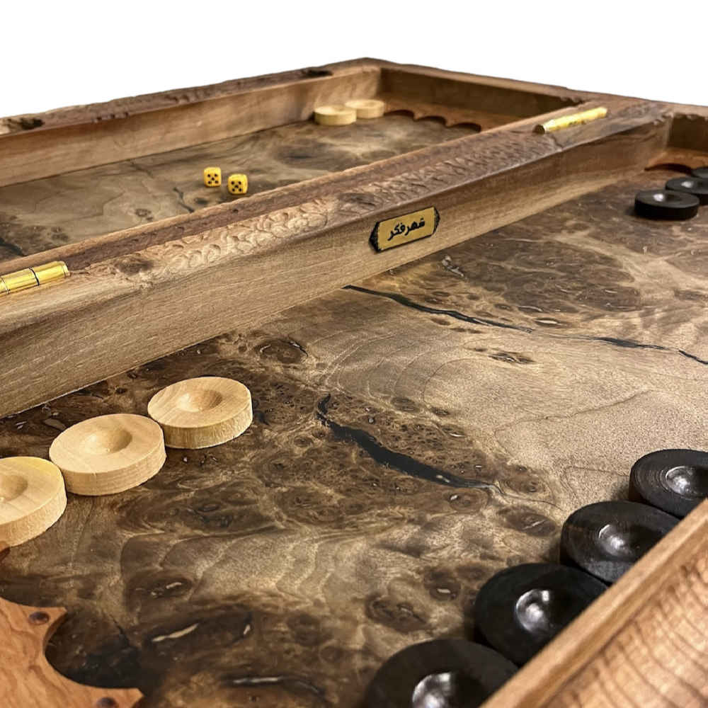 Wood Carved Backgammon Board Handcrafted Shahname Inspired Dragon