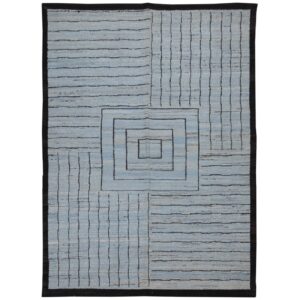 Artisanal Gray Striped Kilim Rug from Fars – Handwoven Persian Wool