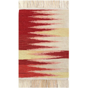 Artisanal Red Abstract Geometric Kilim Rug – Handwoven Persian Wool